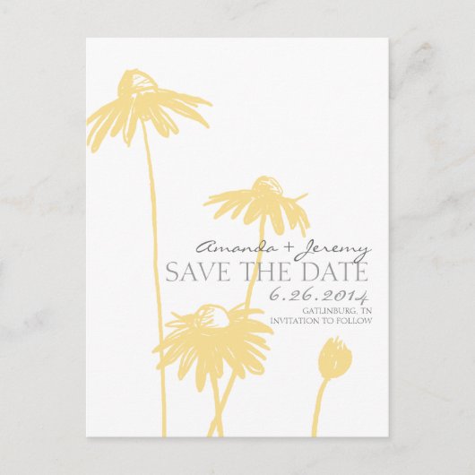 Mit Augen Susans in Gelb und Weiß Save the Date Ankündigungspostkarte (Vorderseite)