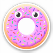 Mit Augen und Falten Zeichnend Donut Aufkleber (Vorderseite)
