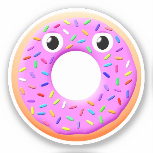 Mit Augen und Falten Zeichnend Donut Aufkleber (Vorderseite)