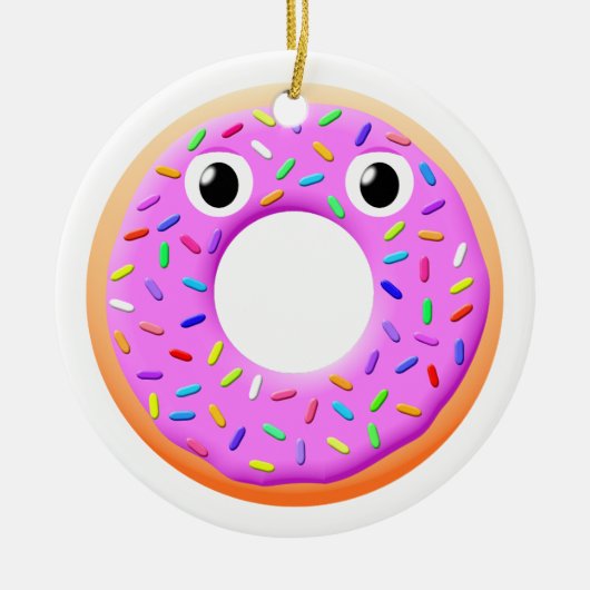 Mit Augen und Falten Zeichnend Donut Keramik Ornament (Vorne)