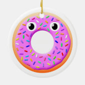 Mit Augen und Falten Zeichnend Donut Keramik Ornament (Hinten)