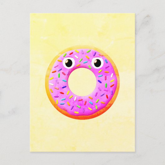 Mit Augen und Falten Zeichnend Donut Postkarte (Vorderseite)