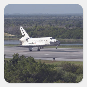 Mit Austragsrutsche unfurled 2 Quadratischer Aufkleber