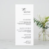 Mit Backthankyou einfache und moderne Hochzeit Menükarte (Stehend Vorderseite)