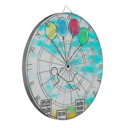 Mit Ballons über die Stadt fliegen Dartscheibe (Vorderseite Links)