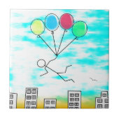 Mit Ballons über die Stadt fliegen Fliese (Vorderseite)