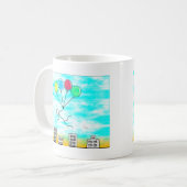 Mit Ballons über die Stadt fliegen Kaffeetasse (Vorderseite Links)