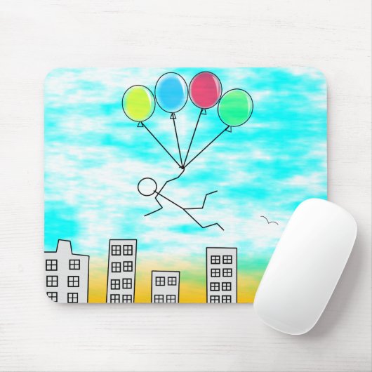 Mit Ballons über die Stadt fliegen Mousepad (Mit Mouse)