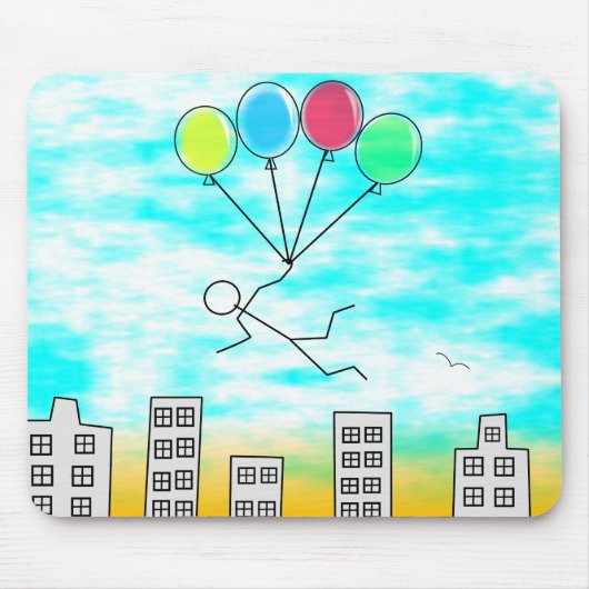 Mit Ballons über die Stadt fliegen Mousepad (Vorne)