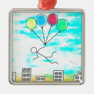 Mit Ballons über die Stadt fliegen Ornament Aus Metall