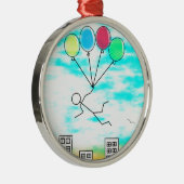 Mit Ballons über die Stadt fliegen Ornament Aus Metall (Rechts)