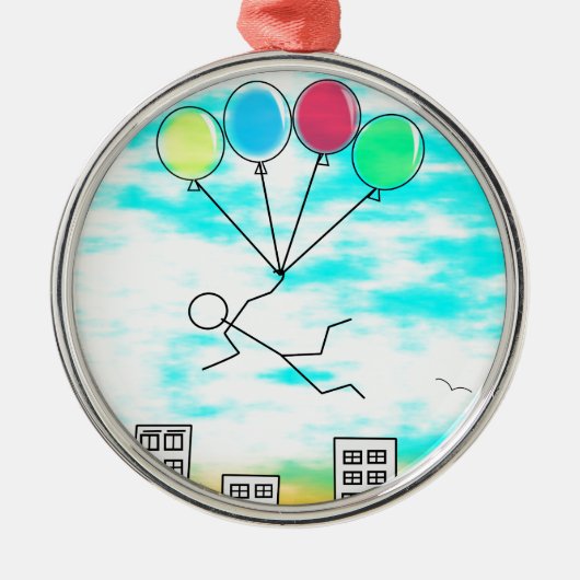 Mit Ballons über die Stadt fliegen Ornament Aus Metall (Vorne)