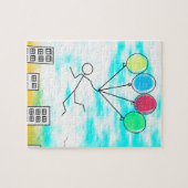 Mit Ballons über die Stadt fliegen Puzzle (Horizontal)