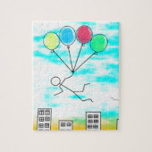 Mit Ballons über die Stadt fliegen Puzzle (Vertikal)