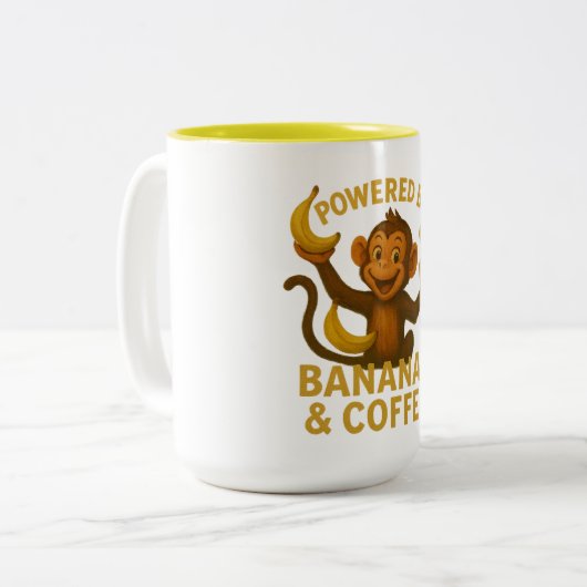 Mit Bananen und Kaffee-Tasse versorgt Zweifarbige Tasse (Vorderseite Links)