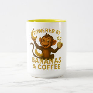 Mit Bananen und Kaffee-Tasse versorgt Zweifarbige Tasse