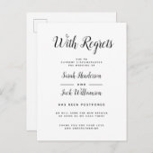 Mit Bedauern B&W verzögert Hochzeitsankündigung Einladungspostkarte (Vorne/Hinten)