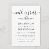 "Mit Bedauern" B&W verzögerte Hochzeitsankündigung Einladung (Vorne/Hinten)