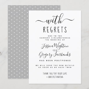 Mit Bedauern Black & White Hochzeit verschoben Einladung