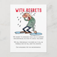 Mit Bedauern, die auf den Cartoon zur Stornierung 