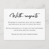 Mit Bedauern schwarz-weiß Annullierungsanzeige Postkarte (Vorderseite)