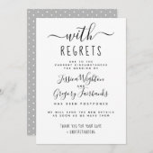 Mit Bedauern Schwarz-Weiß-Hochzeit verschoben Einladung (Vorne/Hinten)