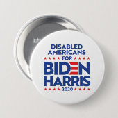 MIT BEHINDERUNG AMERIKANER FÜR BIDEN HARRIS BUTTON (Vorne & Hinten)