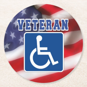Mit Behinderung behinderte Veteranen USA Runder Pappuntersetzer