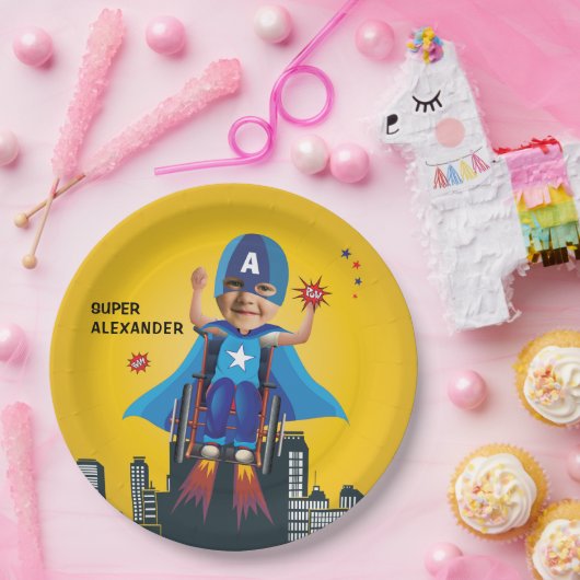Mit Behinderung fliegender Superheld Rollstuhlgenu Pappteller (Party)