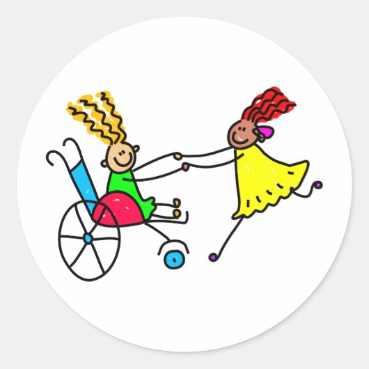 Mit Behinderung Freunde Runder Aufkleber (Vorderseite)