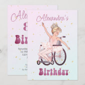 Mit Behinderung Girl Ballerina Geburtstagspink Einladung (Vorne/Hinten)