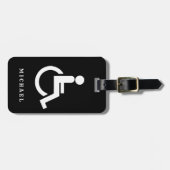 Mit Behinderung Handicap für Schwarz/Weiß Gepäckanhänger (Vorderseite horizontal)
