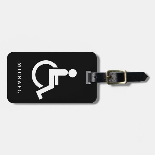 Mit Behinderung Handicap für Schwarz/Weiß Gepäckanhänger (Vorderseite horizontal)