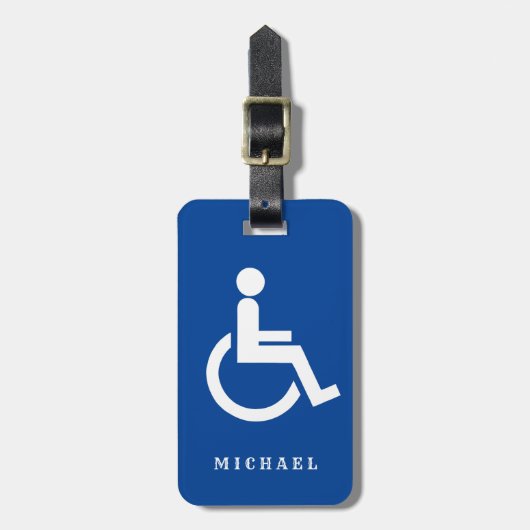 Mit Behinderung Handicap für Schwarz/Weiß Gepäckanhänger (Vorderseite vertikal)