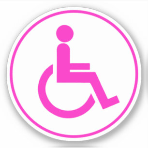 Mit Behinderung Handicap-Symbol Rosa und Weiß Aufkleber