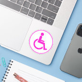 Mit Behinderung Handicap-Symbol Rosa und Weiß Aufkleber (Laptop mit iPhone)