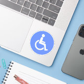 Mit Behinderung Handicap-Zeichen in Blau Aufkleber (Laptop mit iPhone)