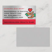 Mit Behinderung Homecare Pflegeberuf Herz in Hand Visitenkarte (Vorne/Hinten)