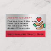 Mit Behinderung Homecare Pflegeberuf Herz in Hand Visitenkarte (Vorderseite)
