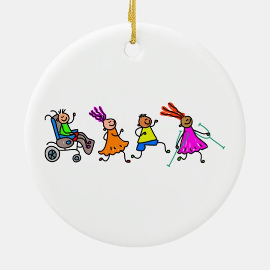 Mit Behinderung Kinder Keramik Ornament (Hinten)