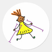 Mit Behinderung Mädchen Runder Aufkleber (Vorderseite)