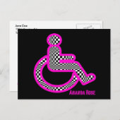 Mit Behinderung Retro-rosa Postkarte (Vorne/Hinten)