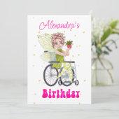 Mit Behinderung Rollstuhlmädchen Fairy Pink Hair G Einladung (Stehend Vorderseite)