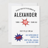 Mit Behinderung Spaß Geburtstag fliegender Superhe Einladung (Rückseite)