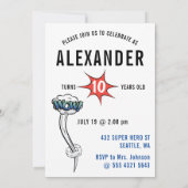 Mit Behinderung Superheld-Rollstuhlgenuss Geburtst Einladung (Rückseite)