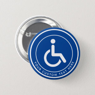 Mit Behinderung Symbol für Behinderte blau Button