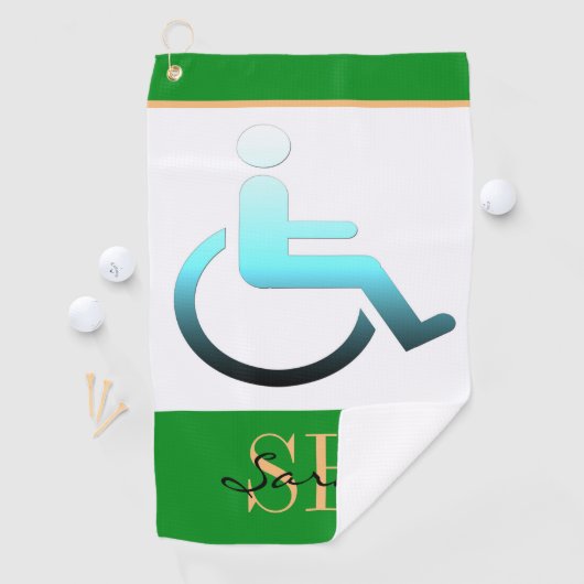 mit Behinderung Symbol & mit Monogramm / Golftüche Golfhandtuch (Insitu)