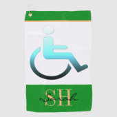 mit Behinderung Symbol & mit Monogramm / Golftüche Golfhandtuch (Vorderseite)