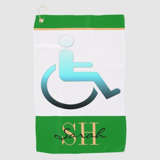 mit Behinderung Symbol & mit Monogramm / Golftüche Golfhandtuch (Vorderseite)