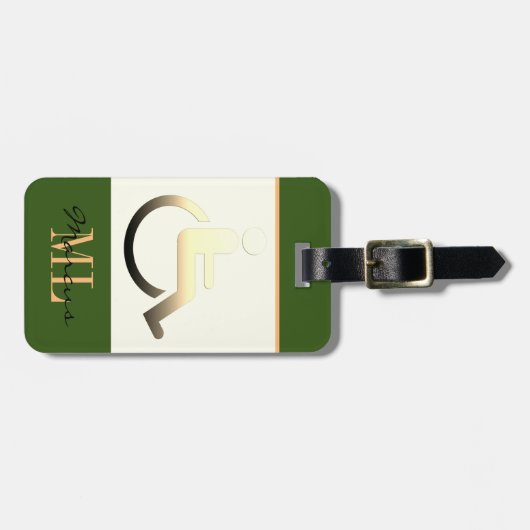 Mit Behinderung Symbol und mit Monogramm / Gepäcka Gepäckanhänger (Vorderseite horizontal)